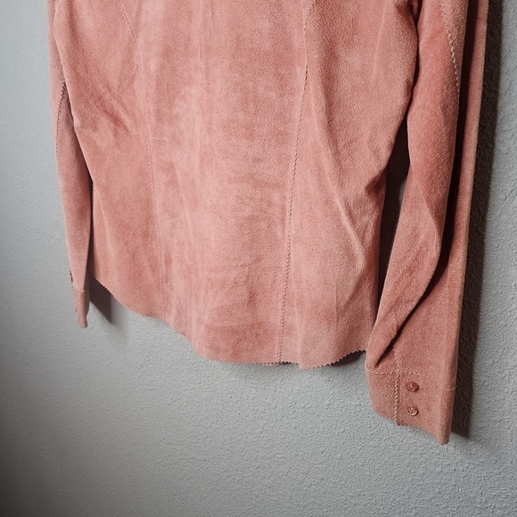 Brandon Thomas Womens M medium 100% Leather Blouse Button Shirt Pink‎ Western - Picture 16 of 16